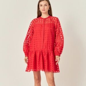 Red Longsleeve Plaid Mini